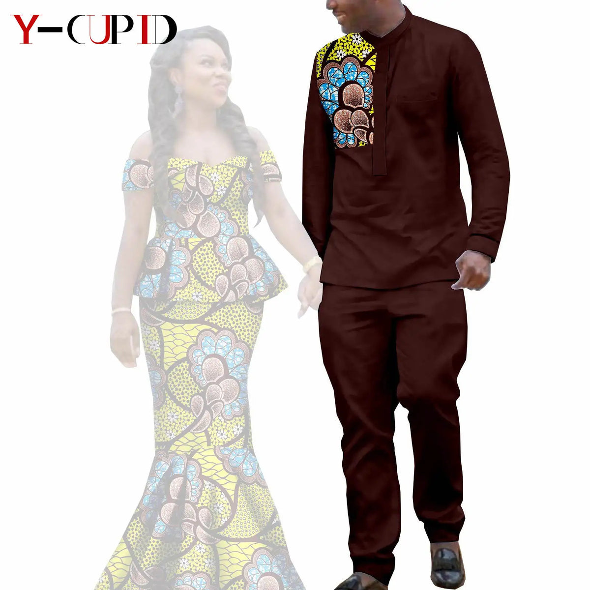 Conjunto Top y Falda Sirena Africana Pareja | Kaftán a Juego | Tallas S-6XL | Tico Trendy