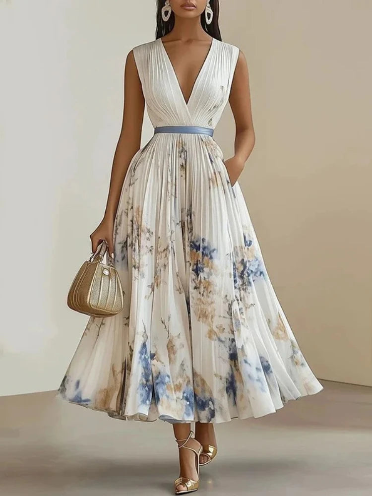 Vestido bohemio con cuello halter | Estampado floral, ideal para vacaciones
