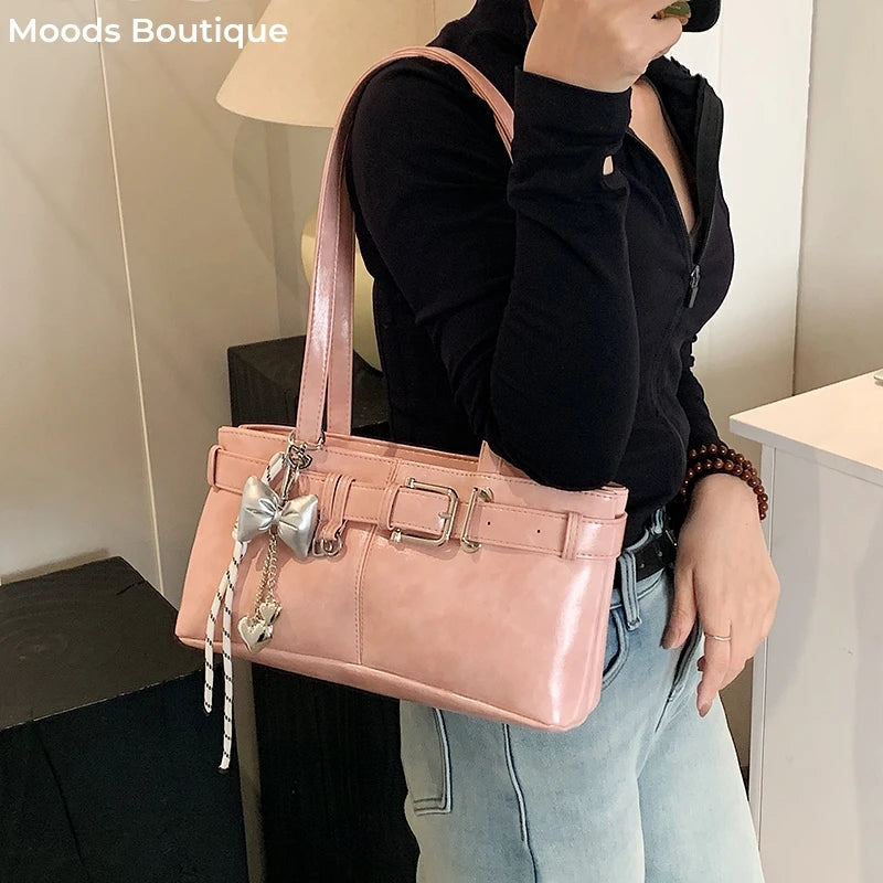 Bolso Hombro Diseño Hebilla Cinturón Lujo | Moda Versátil Tendencia Costa Rica