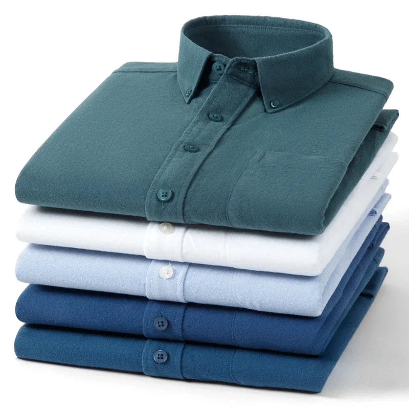Camisa Oxford Cepillado | Algodón 100% | Ajuste Formal | Blanca Sólida | Ticotrendy