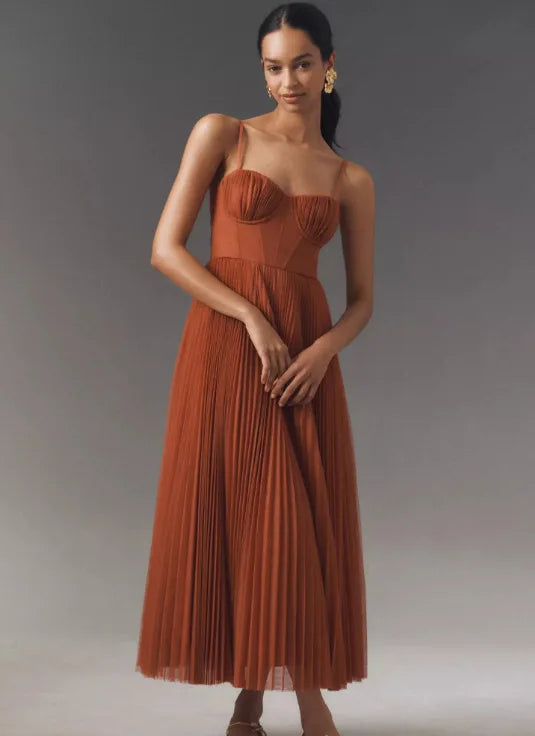 Vestido Largo Vaporoso Cintura Alta para Fiesta