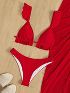 Bikini con Volantes y Falda - Conjunto Monocromático para la Playa Tica