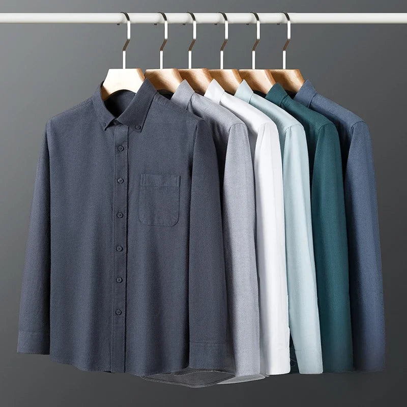 Camisa Oxford Cepillado | Algodón 100% | Ajuste Formal | Blanca Sólida | Ticotrendy
