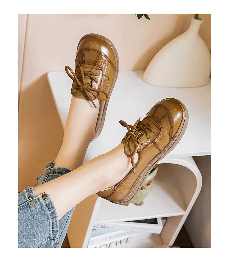 Mocasines Étnicos de Cuero Genuino | Talla Grande | Sin Cordones | Estilo Retro 2025