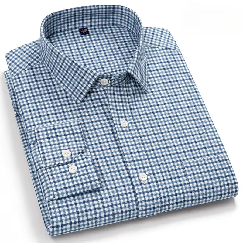 Camisa Clásica Algodón Hombre | Manga Larga | Botones | Casual y Oficina | Ticotrendy