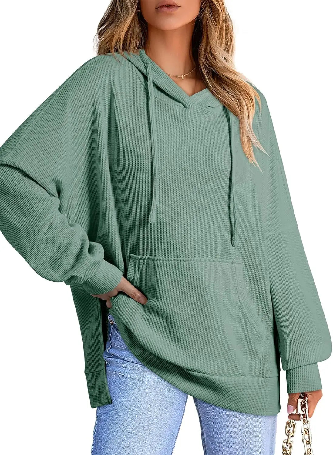 Sudadera Gofres Capucha Plus Size | Manga Larga Bolsillos Estampado Relieve | Tallas 1XL-5XL | Tico Trendy