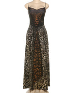 Vestido Largo de Tirantes | Con Estampado de Leopardo y Espalda Descubierta
