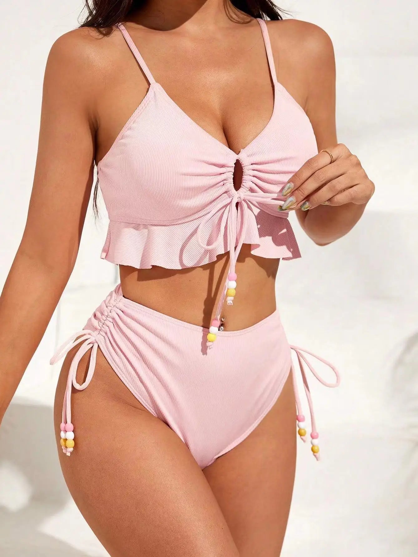 Bikini con Cordón y Volantes - Traje de Baño Sexy para el Verano Tico