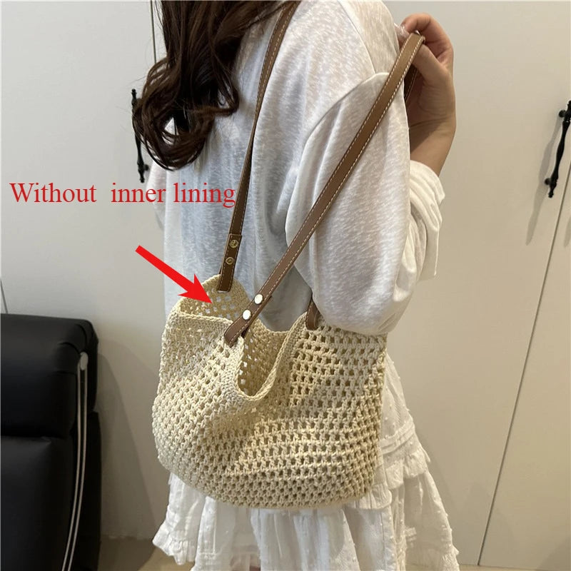Bolso De Hombro De Punto Mujer Playa Versátil Grande Casual