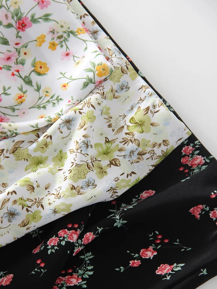 Falda Larga De Gasa Floral Con Abertura Y Vuelo De Verano