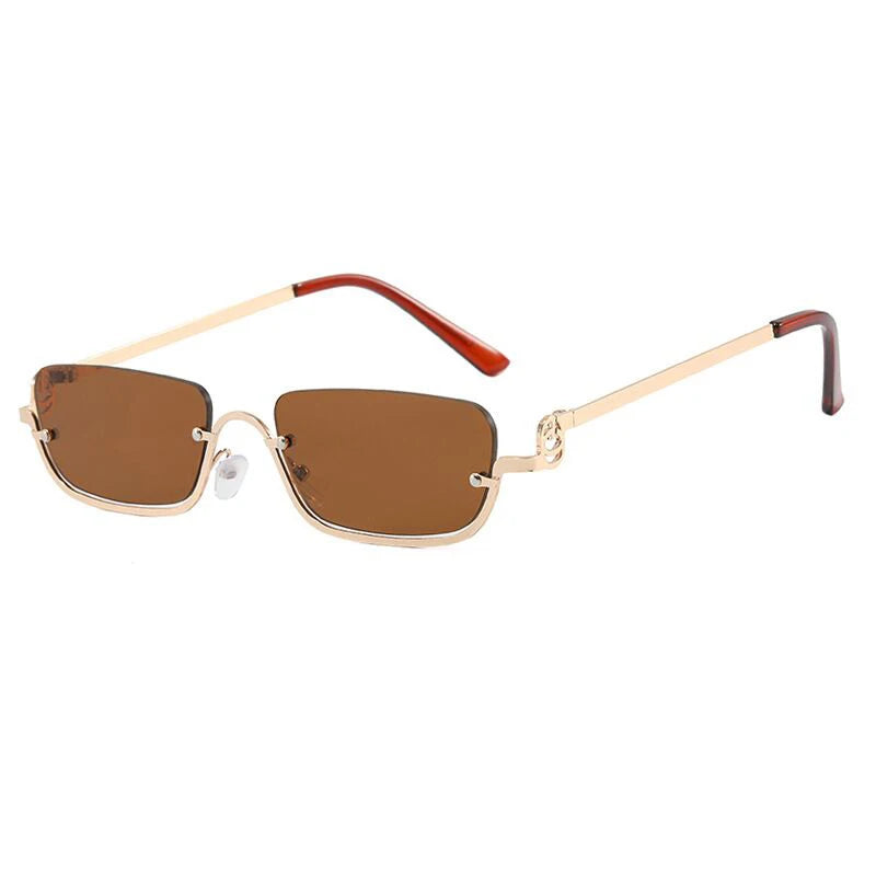 Gafas de Sol Rectangulares Pequeñas de Medio Marco Metal Tendencia