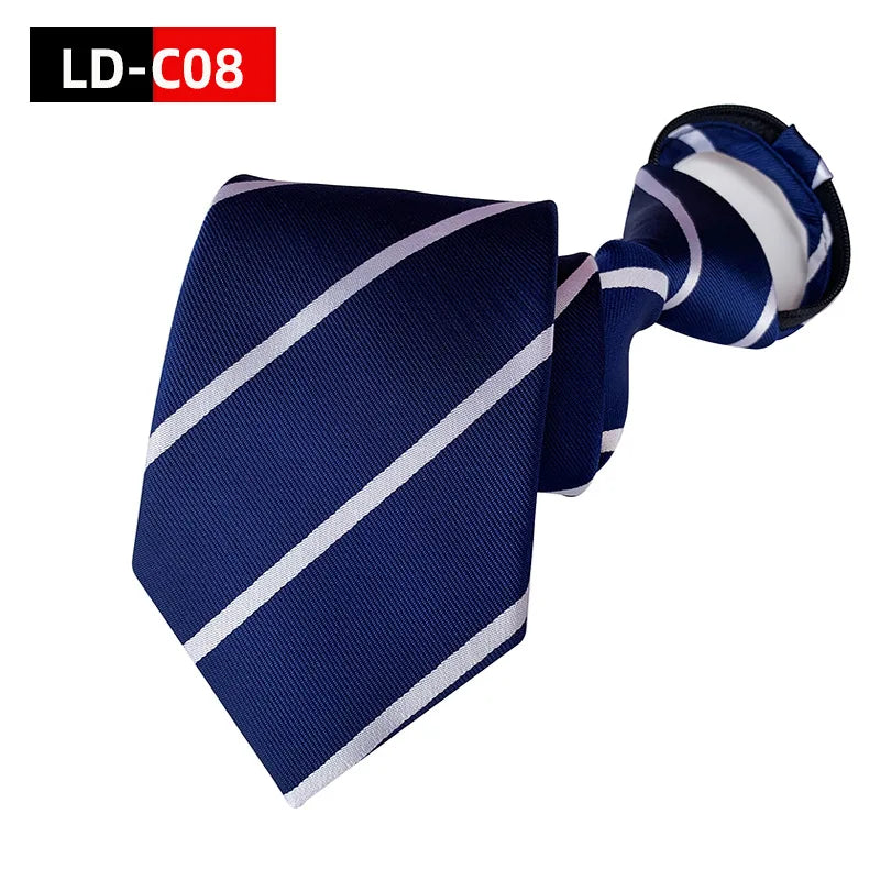 Corbata Preatada Con Cremallera Rayada Elegante y Práctica Para Bodas