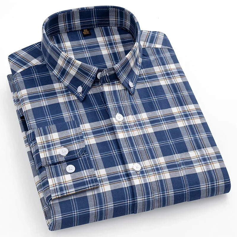Camisa Oxford a Cuadros | Talla Grande y Pequeña | 100% Algodón | Manga Larga Hombre