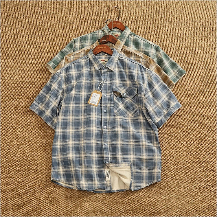 Camisa Casual Hombre | Cuadros Tartán | Algodón Puro | Manga Corta | Ticotrendy Costa Rica