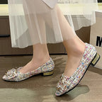Zapatos Planos de Retales con Hebilla | Estilo Coreano | Punta Estrecha | Primavera y Otoño