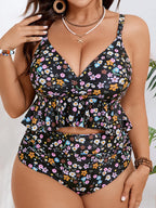 Tankini Estampado con Volantes y Cintura Alta