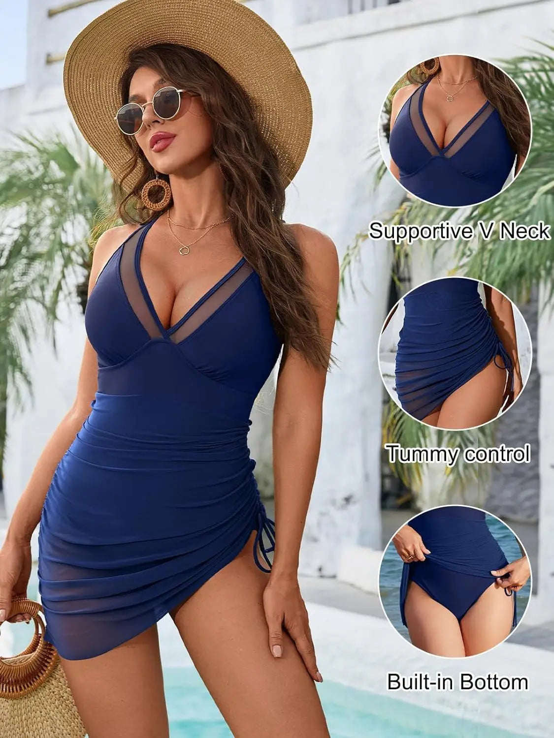 Bikini de Malla con Cordón 2025 | Una Pieza | Color Sólido
