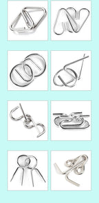 Rompecabezas de anillo chino de Metal para niños y adultos, puzles mágicos, rompecabezas clásicos, IQ Brain Teaser, 8 juegos por paquete