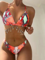 Bikini de Serpiente con Lentejuelas - Traje de Baño Glam para la Arena