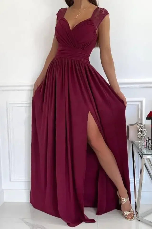 Vestido de Verano 2025 con Encaje | Abertura y Escote en V | Elegante