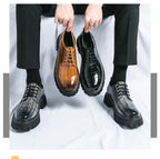 Zapatos Vestir Marrones Hombre | A Cuadros Cordones Punta Redonda Informal Negocios