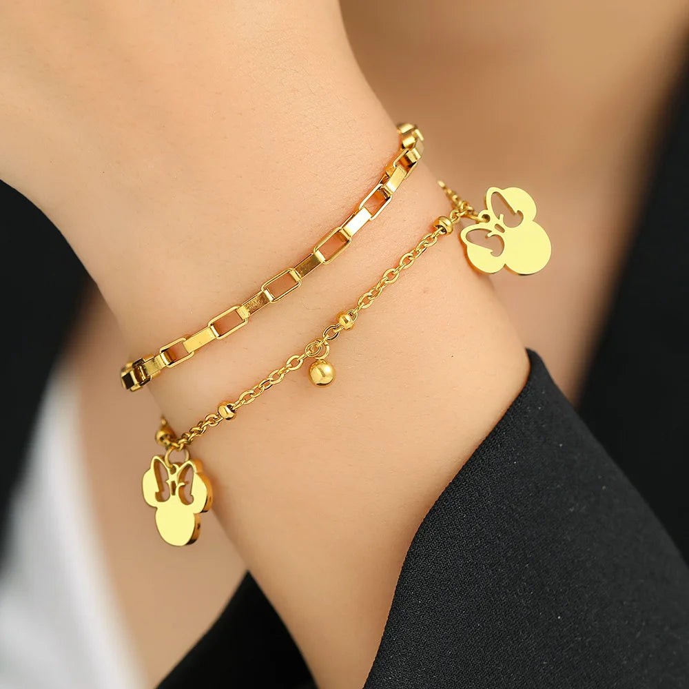 Pulsera Dijes Mickey Mouse | Encanto y Estilo en Acero Inoxidable
