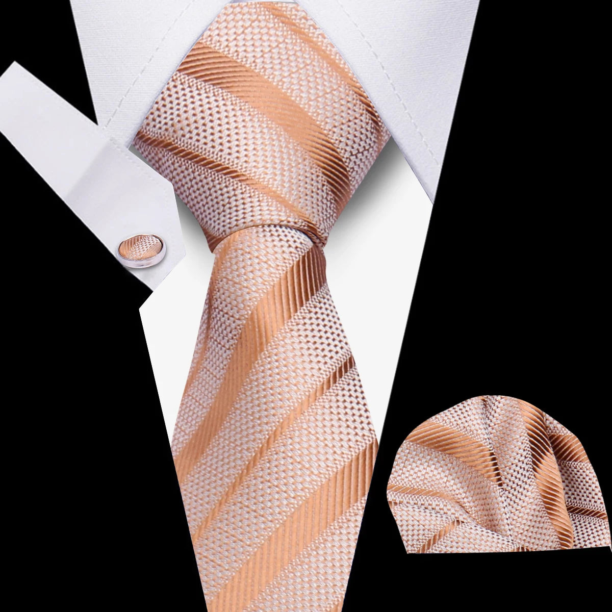Conjunto Corbata Pañuelo Gemelos Negocios Boda Accesorio De Moda