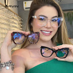 Montura Gafas Ojo Gato Lujo Personalidad | Protección Luz Azul Óptica Titanio Plástico