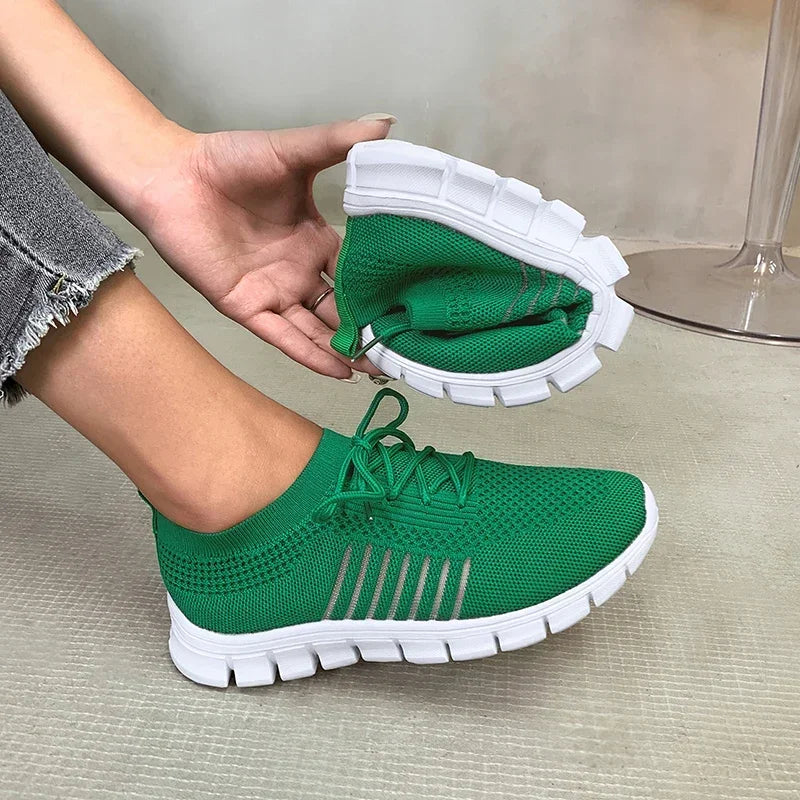 Zapatillas de Punto Transpirables | Plataforma | Suela Blanda | Talla Grande | Verano