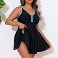 Tankini Cuello en V con Lazos y Falda Talla Grande