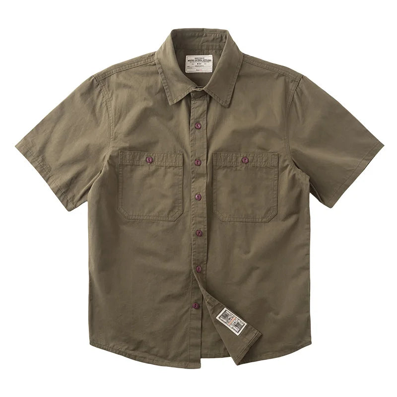Camisa Casual Hombre | Estilo Retro | Algodón | Manga Corta | Bolsillos | Ticotrendy