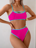 Bikini Sin Espalda Color Bloqueado Sexy - Traje de Baño 2025