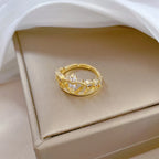 Anillos de corona de circón simples a la moda para mujeres y niñas, anillo de cobre abierto ajustable, regalos de joyería para amigos y amantes