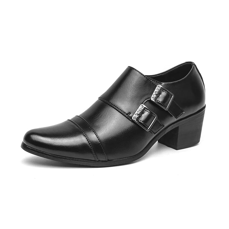 Zapatos Vestir Hombre Ticotrendy Piel Dividida Retro Punta Puntiaguda Boda | Con Hebilla