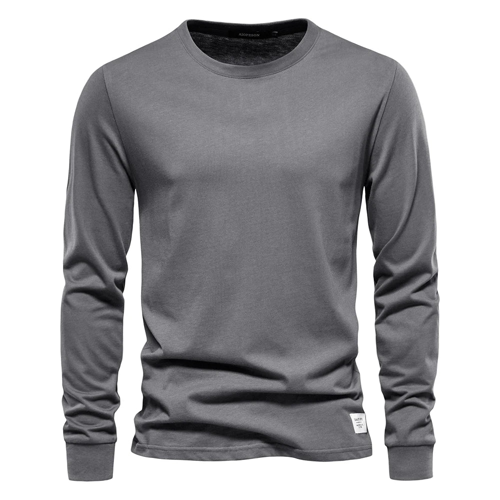 Camiseta Cuello Redondo Color Liso Hombre | Manga Larga Básica | Tallas XS-XXXL | Tico Trendy