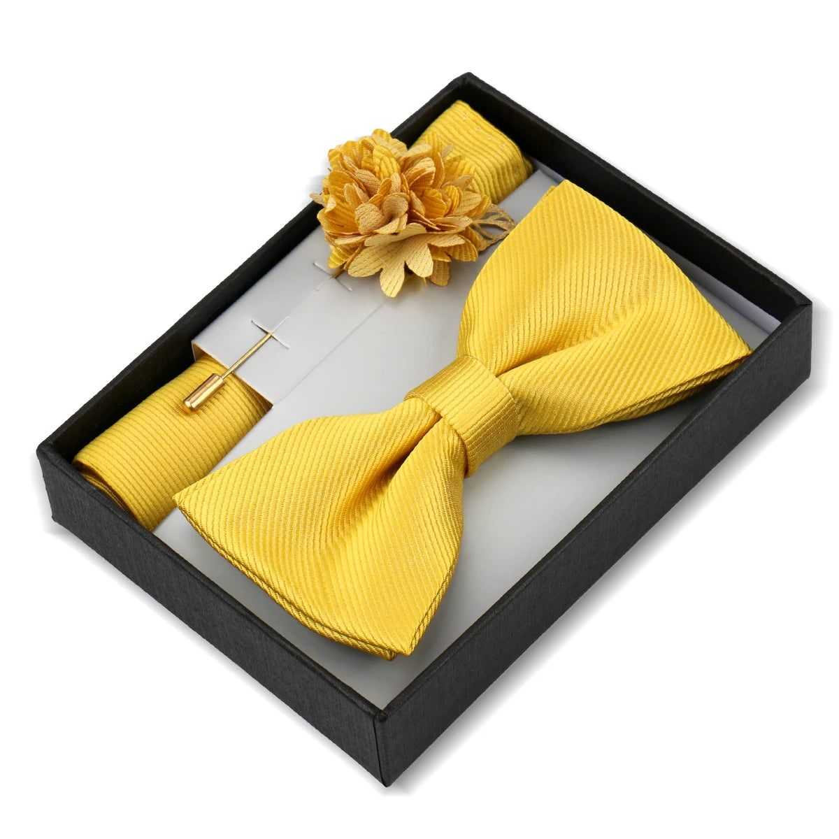 Set De Pajarita Broche Flor Pañuelo Accesorio De Traje Boda