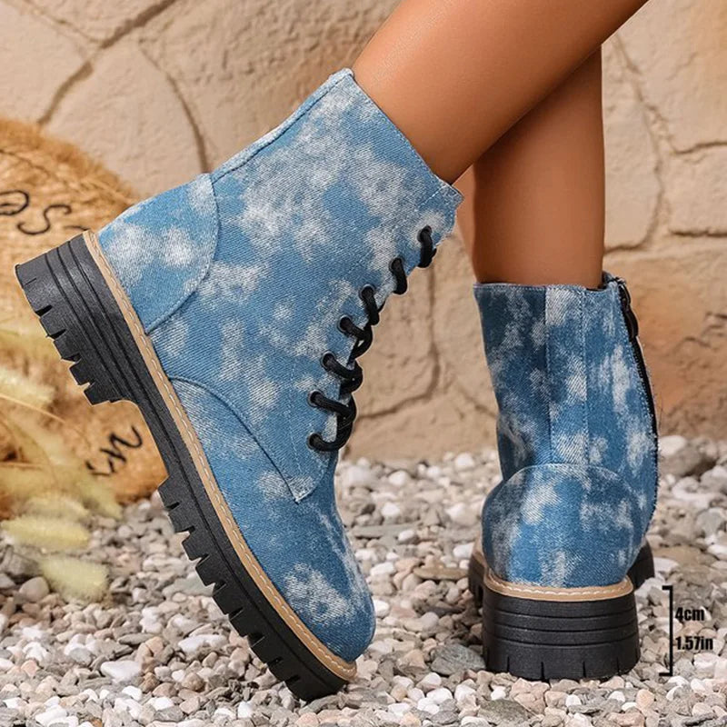 Botines Azules de Plataforma | Cremallera | Estilo Elegante | Mujer