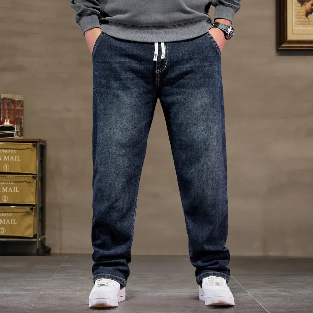 Jeans Extra Grandes para Hombre | Cintura Alta Elástica | Tallas 6XL-8XL | Color Negro Clásico | Ticotrendy