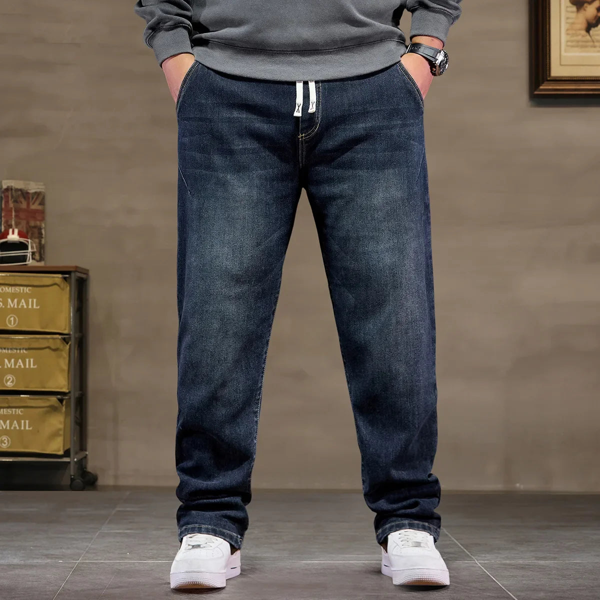 Jeans Extra Grandes para Hombre | Cintura Alta Elástica | Tallas 6XL-8XL | Color Negro Clásico | Ticotrendy