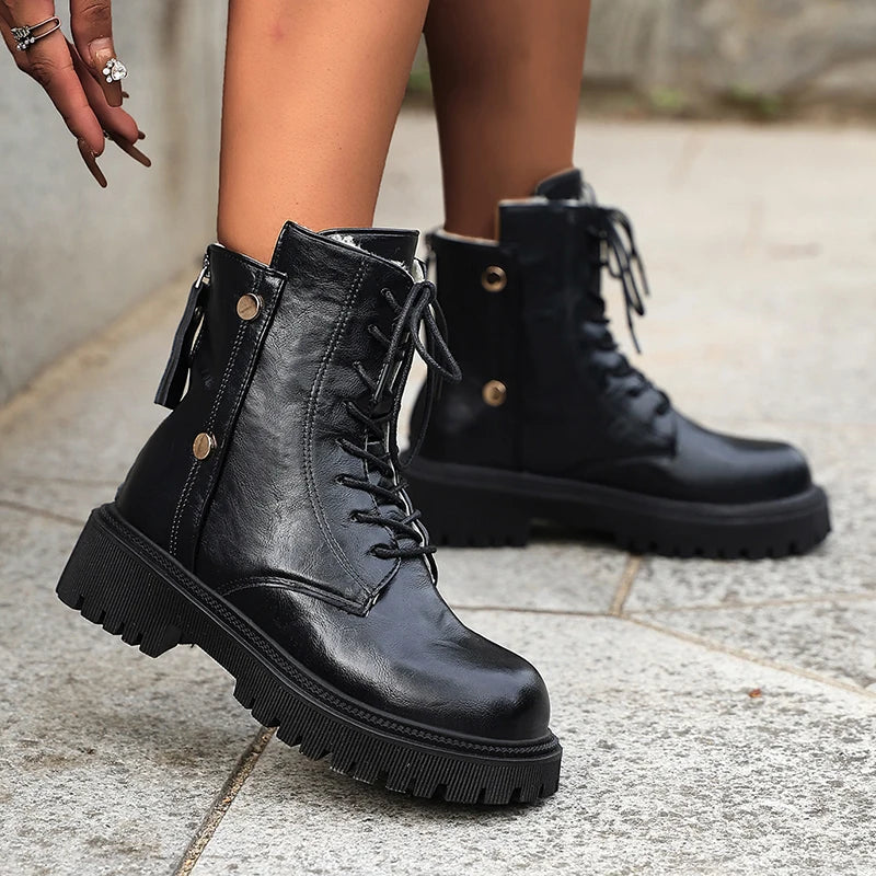 Botines Punk Góticos | Suela Gruesa | Cordones | Mujer