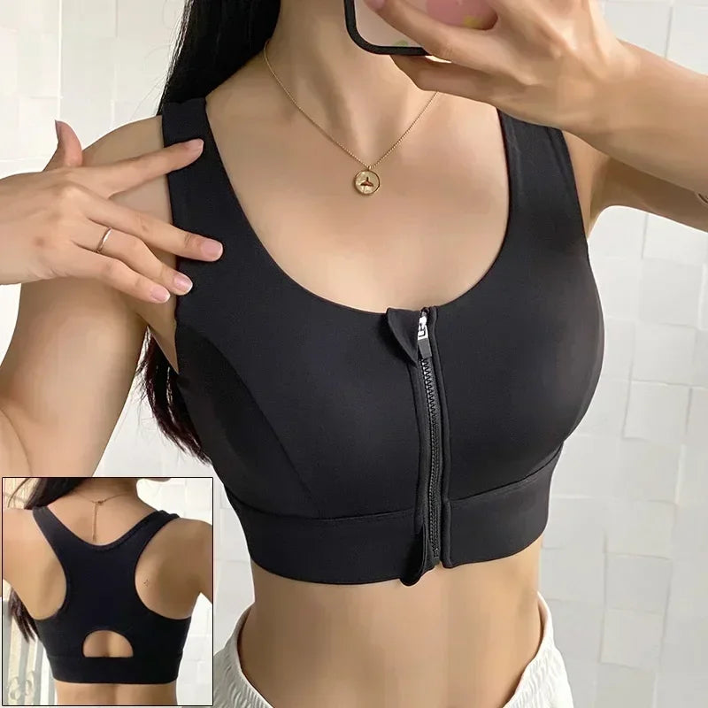 Top Sujetador Deportivo para Mujer | Cremallera Frontal y Realce | Top de Yoga y Fitness