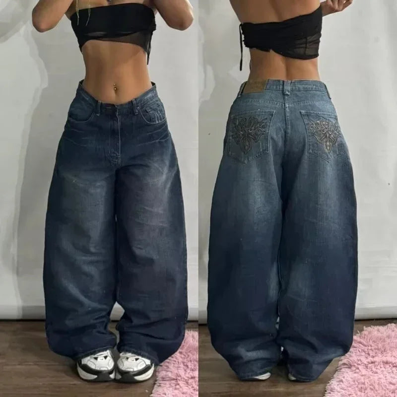 Jeans Y2K Lavado Multibolsillo | Holgado Pierna Ancha | Hip-hop Punk Vintage | Ticotrendy