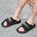 Sandalias Hombre Cuero Artificial Planas Gancho Lazo Casuales Moda | Verano