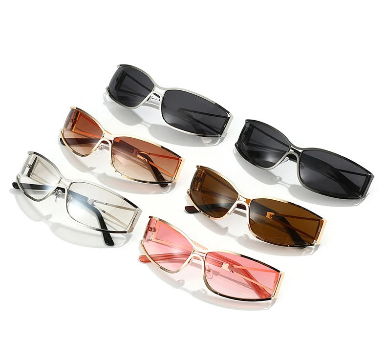 Gafas Sol Y2K Ahuecadas Envolventes Gradiente | Estilo Punk Steampunk Viajar