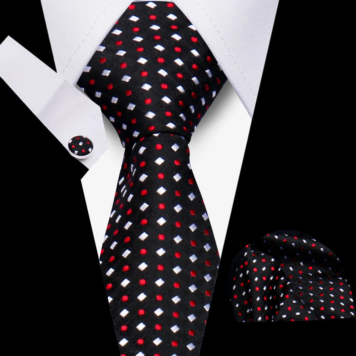 Conjunto Corbata Pañuelo Gemelos Negocios Boda Accesorio De Moda