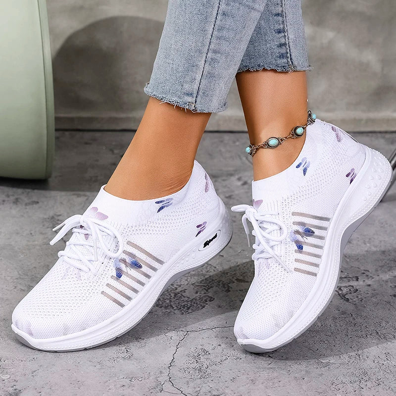 Zapatillas de Malla Transpirable | Estampado Blanco | Suela Suave Antideslizante | Tejido Cómodo