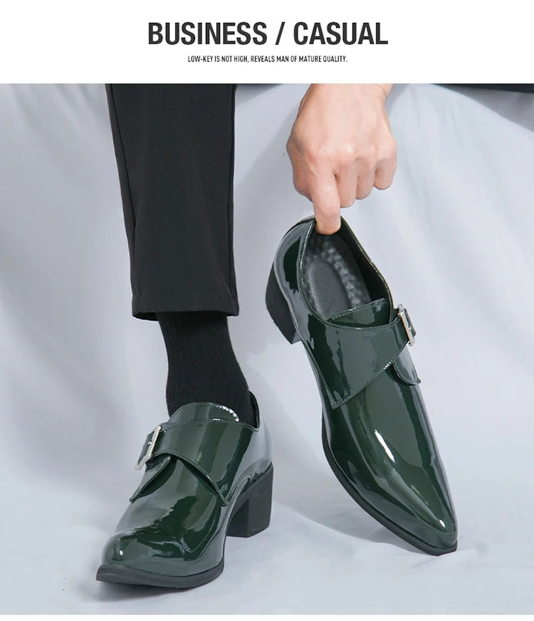 Mocasines Negros Lujo Hombre | Punta Puntiaguda Sin Cordones Zapatos Oxford Boda