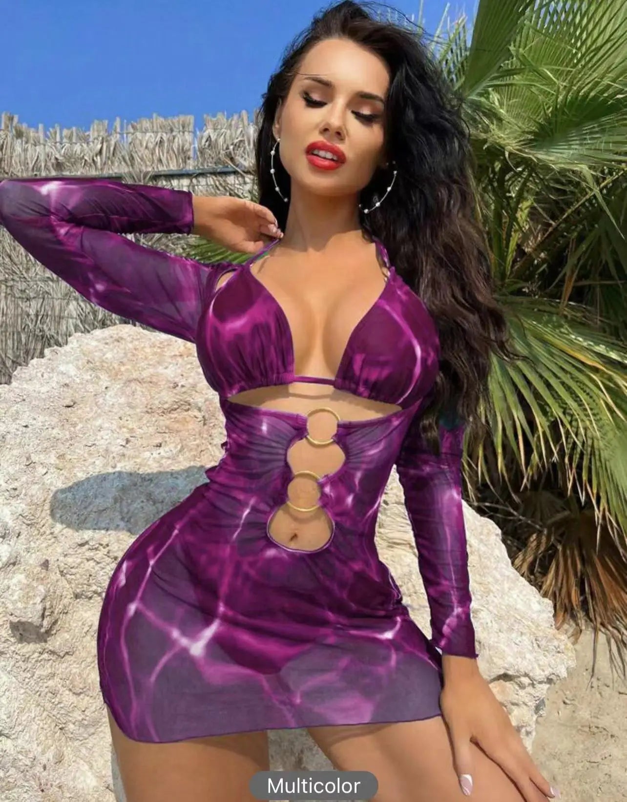 Conjunto de Tres Piezas - Bikini y Cover Up para la Arena