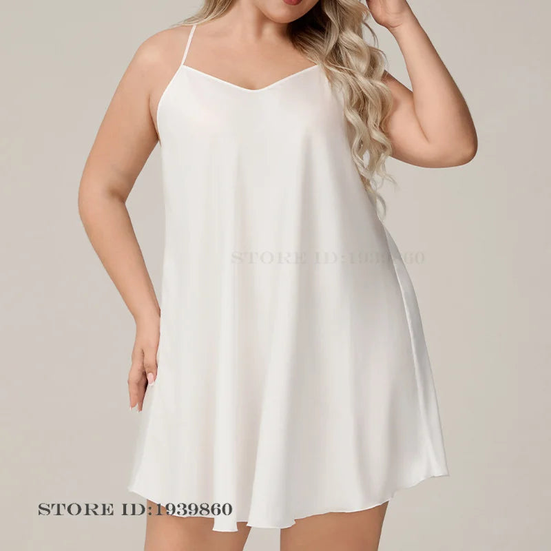 Camisón de Satén de Seda con Tirantes | Talla Grande