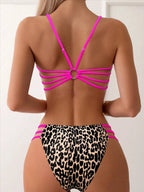 Bikini Dividido con Aros de Textura Sólida para Verano